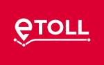 Na czerwonej planszy napis białymi literami: e-TOLL