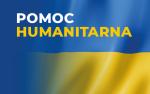 Na tle Ukraińskiej flagi napis: Pomoc humanitarna