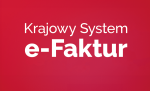 Na czerwonym tle napis: Krajowy System e-Faktur.