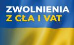 flaga ukrainy z napisem o zwolnieniu z cła i VAT 