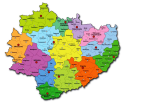 kolorowa mapa województwa świętokrzyskiego z podziałem na powiaty
